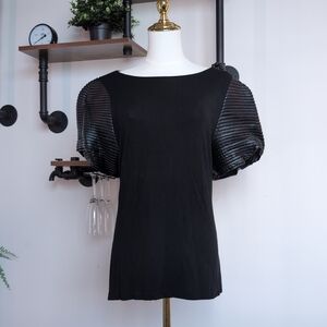 Chic Gracia Puff Sleeve Blouse in Black. Perfect for Office Siren Aesthetic.